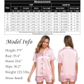 Miniatyrbild 2 av 5: Button Down Short Pyjamas Set för kvinnor 2-delade toppar och shorts Rosa M