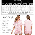 Miniatyrbillede 2 af 5: Button Down Short Pyjamas sæt til kvinder 2-delt toppe og shorts Lyserød M