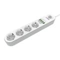 Miniatyrbillede 2 af 5: Strømskinne med 4 AC-stik, 4x USB, LDNIO SE4432, 2m (hvid)