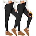 Pikkukuva 1 / 4: 2-pack naisten fleecevuoratut leggingsit Musta S/M