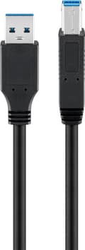 USB-A till USB-B-kabel, 5 m, svart