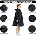 Miniatyrbillede 5 af 5: Y-066 regnponcho med lynlås - sort PU (med visir) Sort