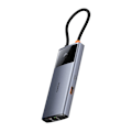 Miniatyrbillede 5 af 11: Hub 6in1 Baseus Metal Gleam 2-serien, USB-C til 2xUSB 3.0 +USB-C + HDMI + USB-C PD + Ethernet RJ45