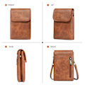 Miniatyrbillede 5 af 5: Kvinders Crossbody-telefontaske, PU-læder etui til multikortslot Brun
