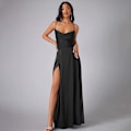 Miniatyrbillede 3 af 7: Elegant Sort Maxi-Kjole med Åben Ryg 3XL