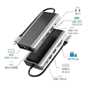 Miniatyrbild 2 av 6: 11 i 1 USB C Hubb med USB 3.0, HDMI, RJ45, SD/TF-Kortläsare - 100W PD-Laddning