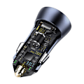 Miniatyrbild 7 av 11: Ładowarka samochodowa Baseus Golden Contactor Pro, USB + USB-C, QC4.0+, PD, SCP, 40W (szara) + USB-kabel till USB-C 1m (
