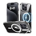 Pikkukuva 1 / 2: ESR Classic Hybrid (HaloLock) kotelo jalustalla iPhone 16 Prolle (läpinäkyvä)