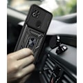 Miniatyrbillede 3 af 9: Magnetisk armor kickstand mobiltelefon etui med ring Redmi 9C/POCO C3/10A Sort