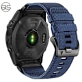 Miniatyrbillede 1 af 3: Hurtigudløsende nylonrem til Garmin Fenix 5X 6X 7X Tactix 7 Pro Blå 26 mm