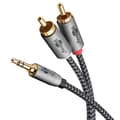 Ljudadapterkabel AUX, 3,5 mm jack till stereo RCA-kontakt, 3 m