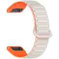 Miniatyrbild 2 av 4: Garmin Fenix 5/6/7/8 Quick Release magnetiskt klockarmband Vit+orange 20 mm