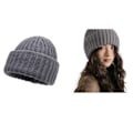 Miniatyrbillede 2 af 3: To-i-en Stablet Beanie Hat Kvinders Grå