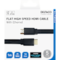 Pikkukuva 1 / 2: Flat High Speed with Ethernet HDMI cable, 1m, black