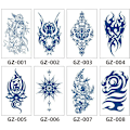 Miniatyrbild 7 av 8: Tillfällig tatueringsdekal, blå blommig design 10