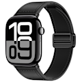 Miniatyrbillede 2 af 4: Ægte læderrem med magnetisk lukning til Apple Watch Series 8/9/Ultra 2 Sort S