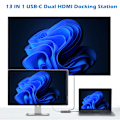 Pikkukuva 3 / 7: 13-in-1 USB-C Hub -monitoimiadapteri HDMI:llä, VGA:lla, Ethernetillä, SD/TF-kortinlukijalla