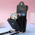 Miniatyrbillede 5 af 6: Læderetui til iPhone med spejl og kortholder - Sort Model 19