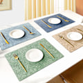 Miniatyrbild 4 av 6: Set med 4 bordstabletter i präglat läder Grön