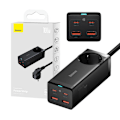 Miniatyrbillede 2 af 11: Baseus GaN3 Pro vægoplader / powerstrip 2xUSB + 2xUSB-C + AC, 100W (sort)
