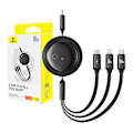 Miniatyrbild 10 av 10: Snabbladdningskabel 3in1 Baseus Free2Draw USB-C till USB-C/Lightning/Micro 100W, 1,1m (svart)