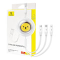 Miniatyrbillede 2 af 10: Ladekabel 3w1 Baseus USB til USB-C, USB-M, Lightning 3,5A, 1,1m (hvid)