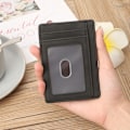 Miniatyrbild 4 av 4: Smal bifold-plånbok, korthållare i PU-läder med myntficka Svart
