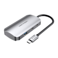 Miniatyrbillede 1 af 3: USB-C til USB-C dockingstation, 3x USB3.0, PD 0,15m Ventilation TNDHB, grå