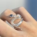 Miniatyrbillede 2 af 5: Justerbar Snake Rhinestone Ring Hvidt guld