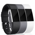 Miniatyrbillede 1 af 9: INF Fitbit Charge 2 armbånd silikone 3-pak (S) Sort/grå/hvid
