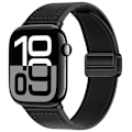 Miniatyrbillede 2 af 4: Rem i ægte læder til Apple Watch Sort S