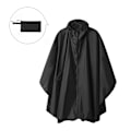 Miniatyrbillede 1 af 5: Y-066 regnponcho med lynlås - sort PU (med visir) Sort