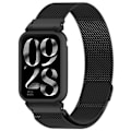 Miniatyrbild 1 av 5: Klockarmband för Xiaomi Mi Band 8 Pro - Metallram med Milanese Loop Svart