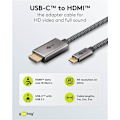 Miniatyrbillede 3 af 11: USB-C™-til-HDMI™-tekstilkabel 4K @ 60 Hz, 1 m, sort;sølv