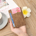 Miniatyrbild 3 av 7: Smal bifold-plånbok, korthållare i PU-läder med myntficka Kaki