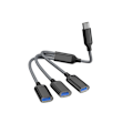 Miniatyrbild 3 av 3: Typ-C till 3-portars USB-hubb splitteradapter Svart