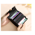 Miniatyrbild 5 av 5: RFID-blockerande plånbok i äkta läder för kvinnor Svart