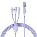 Miniatyrbild 1 av 7: 3-i-1 USB-kabel Baseus Flash Series 2, USB-C + micro USB + Lightning, 100W, 1,2m (lila)