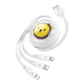 Miniatyrbillede 4 af 10: Ladekabel 3w1 Baseus USB til USB-C, USB-M, Lightning 3,5A, 1,1m (hvid)