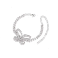 Miniatyrbillede 1 af 3: Rhinestone Anklet Butterfly Justerbar Bohemisk Sølv