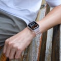 Miniatyrbillede 7 af 8: Holdbart TPU-armbånd til Apple Watch 10: Gennemsigtigt med sort stel, 42 mm Sort