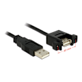 Miniatyrbillede 1 af 2: Cable USB 2.0 Type-A ma>USB 2.0 Type-A fe panel-mount 1m