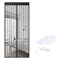 Miniatyrbillede 2 af 4: Magnetisk skærmdørsgardin, stribet polyester, 9 par spænder, 90 cm x 210 cm