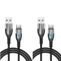 Miniatyrbild 1 av 6: 2-pack Type-C till USB-kabel 3.1A snabbladdning/datasynk 1 m Svart