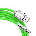 Miniatyrbillede 5 af 9: 120W flydende silikone 90° rotation hurtigopladningskabel med USB-mikroport 1,2 m Grøn