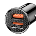 Miniatyrbild 5 av 11: Baseus Circular 2xUSB QC3.0 5A 30W billaddare (svart)