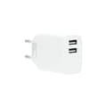 Laddare 220V 2xUSB 3.4A Vit USB-C 2.0 Kabel 1m