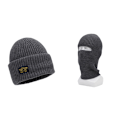 Miniatyrbillede 3 af 4: To-i-en Stablet Beanie Hat Mænds Grå