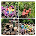 Miniatyrbild 4 av 10: Bi-vattenfontän i hartsblomma (set om 2) Flerfärgad