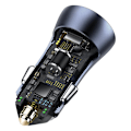 Miniatyrbild 6 av 11: Ładowarka samochodowa Baseus Golden Contactor Pro, USB + USB-C, QC4.0+, PD, SCP, 40W (szara) + kabel USB-C till iP 1m (t